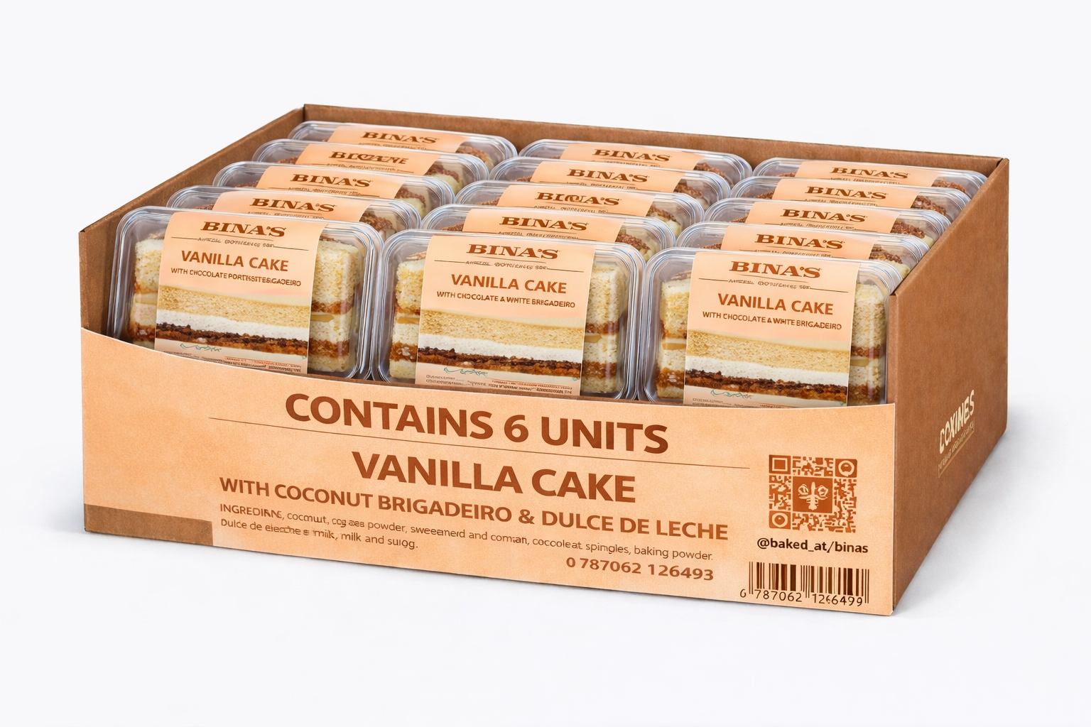 Cake Coconut Brigadeiro with doce Leite box x12 tray 500gr